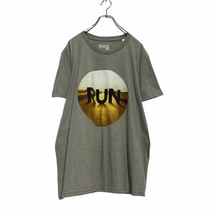 adidas 半袖 プリント Tシャツ L グレー アディダス RUN スポーツ 古着卸 アメリカ仕入 a507-6152