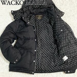 【美品】WACKO MARIA ワコマリア 【溢れる高級感】ダウンジャケット 裏地ドット柄 水玉 ブラック サイズM メンズ 秋冬 ヘビーアウター