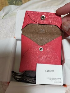 エルメス　HERMES　小銭入れ　コインケース　バスティア　赤　ピンク　