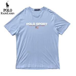 USA 古着 半袖 Tシャツ POLO SPORT RALPH LAUREN ライトブルー 水色 メンズXL ポロスポーツ ラルフローレン ロゴTシャツ BA1531