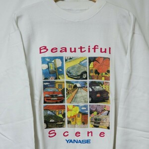 デッドストック 非売品 90s YANASE ヤナセ Beautiful Scene メルセデス ベンツ 車 アート スウェット 白 ビンテ－ジ (検索 企業 ノベルティ