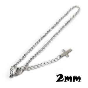 ステンレスアンクレット ロールェーン幅約2mm 27cm(23cm+4cmアジャスター) GN56