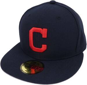 New Era ニューエラ MLB クリーブランド インディアンズ Cロゴ ベースボールキャップ（ダークネイビー）(7 3/8 58.7cm) [並行輸入品]