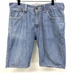 ラングラー Wrangler シャンブレー テーパードショーツ ショートパンツ ハーフパンツ USED加工 ジップフライ 綿100% 34 ブルー 青 メンズ