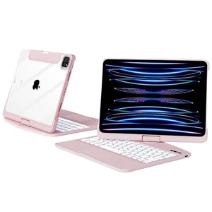 360度回転 2024 iPad Air 13インチ M2/ iPadPro12.9 第 6/5/4/3 世代 キーボードケース 透明 クリア 7色バックライト タッチパッド 一体型