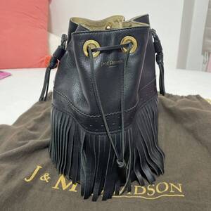 美品J&M DAVIDSON カーニバル ブラック ジェイアンドエムデヴィドソン 巾着 ショルダーバッグ 本革 リアルレザー 高級 イエナ アローズ