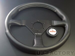 【正規品！】★ MOMO フルスピード ウィナーズ グランプリ 34.8φ フラットタイプ・ブラックスポーク★ ブラックレザー/ホワイトステッチ