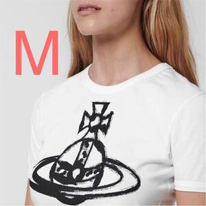 日本未入荷 VivienneWestwood☆オーガニックコットン ロゴ オーブ 白Tシャツ M ヴィヴィアン ウエストウッド ホワイト　半袖