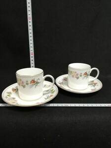 CS471.【未使用】WEDGWOOD ウェッジウッド ヴィンテージ　廃番　コーヒー カップ＆ソーサー　ミラベル 　2客セット 洋食器 花柄 金彩 /60