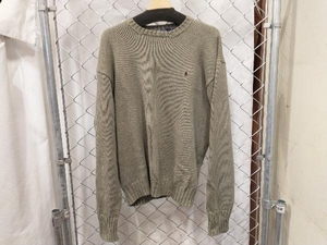 90s-00s POLO RALPH LAUREN COTTON SWEATER XL OLIVE GREEN 香港製 ポロ ラルフローレン コットン ニット セーター 店舗受取可