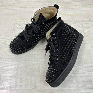 名作 Christian Louboutin クリスチャン ルブタン スパイク ハイカット スエード スニーカー シューズ SPIKES BLACK ブラック 系 サイズ 40