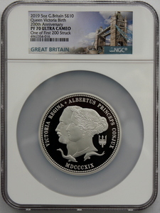 2019年 イギリス ヴィクトリア女王 生誕200周年記念 5oz 10ポンド 銀貨 NGC PF70UC One Of Frist 200 Struck 最高鑑定品！！