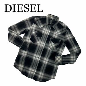 DIESEL ディーゼル 長袖シャツ チェック 黒 M トップス 