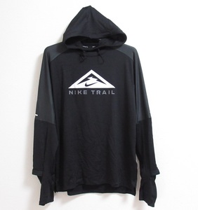 NIKE TRAIL L/S Tシャツ パーカー 黒 ブラック L ナイキ トレイル ランニング 長袖Tシャツ フード サムホール ロンT DRI-FIT DM4744-010