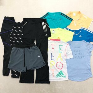 ●adidas アディダス レディース スポーツウェア 10点 Tシャツ レギンス ショートパンツ ストレッチ ヨガ 速乾 sizeMIX 卸 現状品 1.55kg●