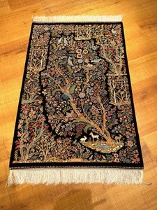 ペルシャ絨毯・最高級ハンド&マシン織り・ 世界最高密度150万ノット ・豪奢なクムデザイン 80cm×120cm ch7