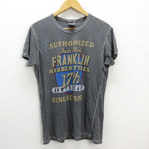 y■伊製■フランクリンマーシャル/FRANKLIN MARSHALL USED加工Tシャツ■灰【S】MENS/80【中古】