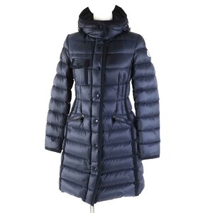 極美品◎MONCLER モンクレール 18-19AW HERMINE エルミンヌ フード付 ロングダウンコート ネイビー 00 ハンガー付 国内正規品 レディース