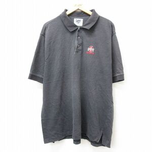 XL/古着 リー Lee 半袖 ポロ シャツ メンズ 00s オハイオバックアイズ 大きいサイズ グレー 24mar23 中古 トップス