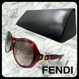 1円〜 FENDI フェンディ サングラス アイウェア メガネ 眼鏡 赤 レッド バックル FS5103K 58□16 639 130 ケース付き