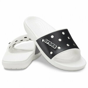 26cm クロックス クラシック クロックス カラーブロック スライド ブラック ホワイト Classic Crocs Colorblock Slide black white M8W10