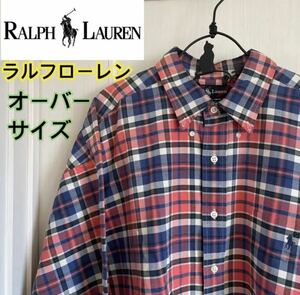 90s　ラルフローレンRalph Lauren　ポニーロゴ刺繍　チェックシャツ　チェック柄 ボタンダウンシャツ チェック