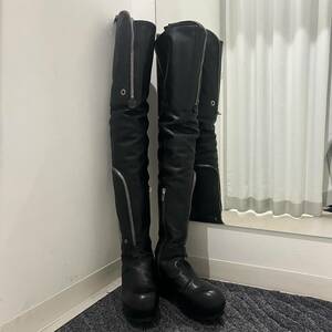 Rick Owens リックオウエンス Thigh-High Bauhaus Ballast Boots Black Leather レザーブーツ ブラック size43【中目黒R11】