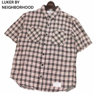 LUKER BY NEIGHBORHOOD ルーカー バイ ネイバーフッド 春夏 ダブルガーゼ★ 半袖 BD ワーク チェック シャツ Sz.M　メンズ　I4T01224_4#A