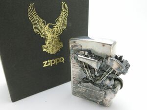 1000円スタート ライター ZIPPO ジッポー HARLEY-DAVIDSON 1936-1947 ナックルヘッド エンジン 1998年製 箱付き 着火未確認 11 D237