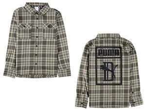 プーマ ビッグショーン コラボ チェックシャツ US/Sサイズ(M相当) 定価12960円 カーキ系 BIG SEAN CHECK SHIRT ネルシャツ