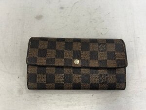 【LOUIS VUITTON】ルイヴィトン　ダミエ　折長財布　ブラウン　SY02-FQJ