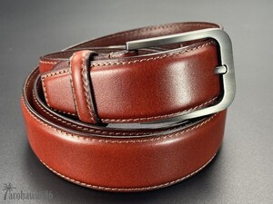 arohawaii86◆HB-712A.本革.ブラウン High Grade leather*シングルステッチ 35mm レザーベルト☆1スタ☆１円スタート☆