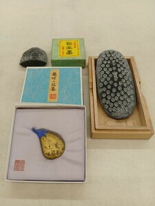 ■H.F■ 拓本墨 墨寳 趣味の銘墨 茄子墨 和墨 唐墨 3丁セット 中国墨 文房四宝 書道墨 固形墨 古墨 [SS]