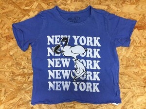 AMERICAN EAGLE OUTFITTERS ピーナッツ PEANUTS スヌーピー ショート丈 クラッシュ 半袖Tシャツ レディース 綿100% M 青