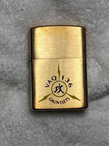 ZIPPO ジッポ ジッポー オイルライター　ソリッドブラス　solid brass 1998年製 未使用品　航空機　アメリカ海軍 VAQ-136 GAUNTLETS