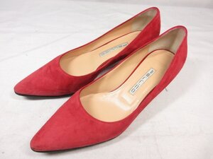 超美品 【ペリーコ PELLICO】 スエードレザー ポインテッドトゥ パンプス 靴 (レディース) size36.5 レッド系 □30LZ4702□