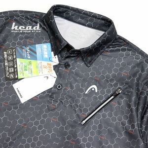 ●送料390円可能商品 ヘッド ゴルフ HEAD GOLF 新品 メンズ 吸水速乾 抗菌防臭 半袖 ポロシャツ 濃灰 L [1232116C2H-14-L]一 三 弐★QWER