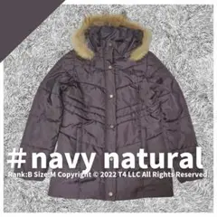 navy natural　中綿コート　紫　パープル　リアルファー　M ✓1775