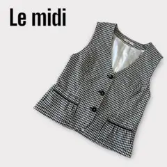 Le midi ルミディ　レーヨン　千鳥柄　ジレ ベスト　チェック　事務服　事務