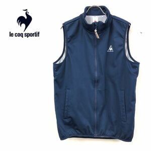 1O2583-J◆le coq sportif TENNIS ルコックスポルティフ テニス ジップベスト◆ネイビー L メンズ スポーツウェア トップス 裏フリース