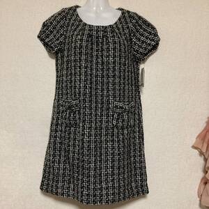 ☆新品タグ付き☆RecHerie あったかワンピース☆黒白生地厚☆ポケットにリボン付☆サイズ11Ｒ☆宅急便コンパクトにて発送☆