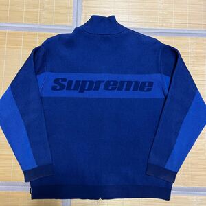 22aw Supreme 2-Tone Ribbed ZipUp Sweater ニット　セーター　logo ネイビー　