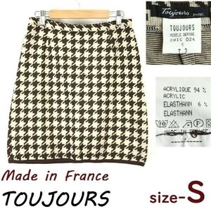 フランス製★トゥジュー/TOUJOURS★千鳥格子柄/ミニ丈/台形スカート【サイズS/茶系/brown/秋冬】Skirts◆pBH636-i