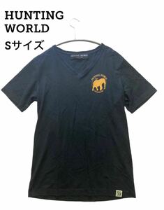 【即日発送】ハンティングワールド Tシャツ ブラック ロゴ HUNTING WORLD 半袖 黒 プリント コットン