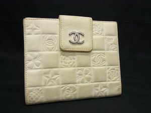 1円 CHANEL シャネル ココマーク アイコンライン レザー Wホック 二つ折り 財布 ウォレット 小銭入れ レディース ベージュ系 EA2745