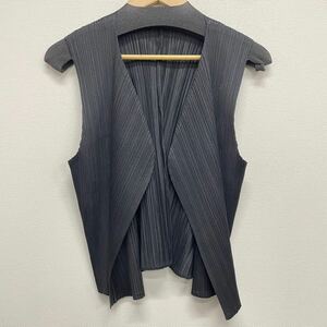 【PLEATS PLEASE ISSEY MIYAKE】プリーツプリーズ イッセイミヤケ★ジレ ベスト ノースリーブ ブラウス ノーカラー PP04-JE621 サイズ3 11