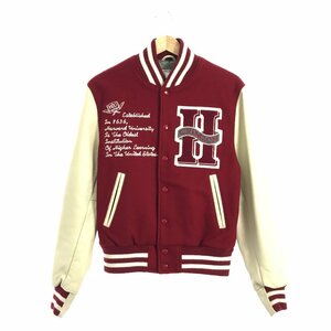 GB SPORT × HARVARD ゴールデンベア ハーバード大学 別注 スタジャン ジャケット M レッド/アイボリー ウール レザー