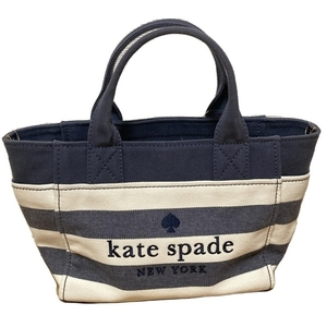 ケイトスペード Kate spade ハンドバッグ KB696 - ダークネイビー×アイボリー ボーダー バッグ