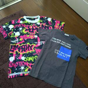 2枚セット/ロゴ＆総柄/派手Tシャツ/140cm