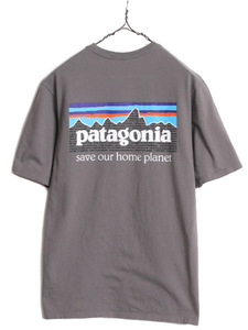 21年製 パタゴニア 両面 プリント 半袖 Tシャツ メンズ XS 古着 Patagonia アウトドア フィッツロイ P6 ボックスロゴ バックプリント 灰